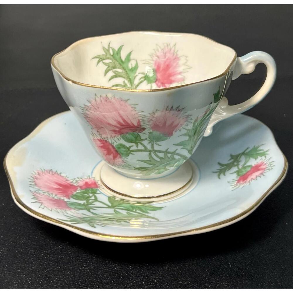 E.B. & Co Foley 1950s Mint Green Glengarry Thistle Cup Saucer, England